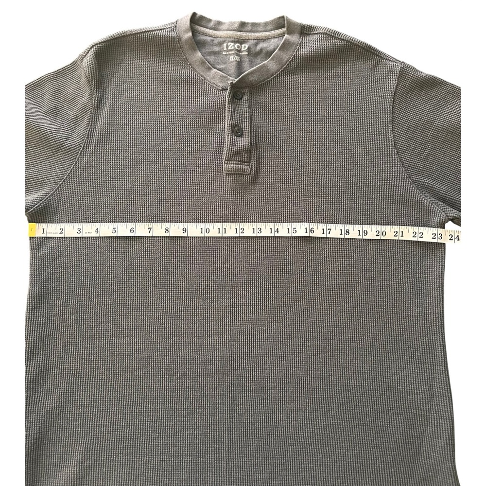 Izod Mens Waffle Knit Henley Shirt 2 Pack Navy Blue Gray XL Long Sleeve - Picture 6 of 16
